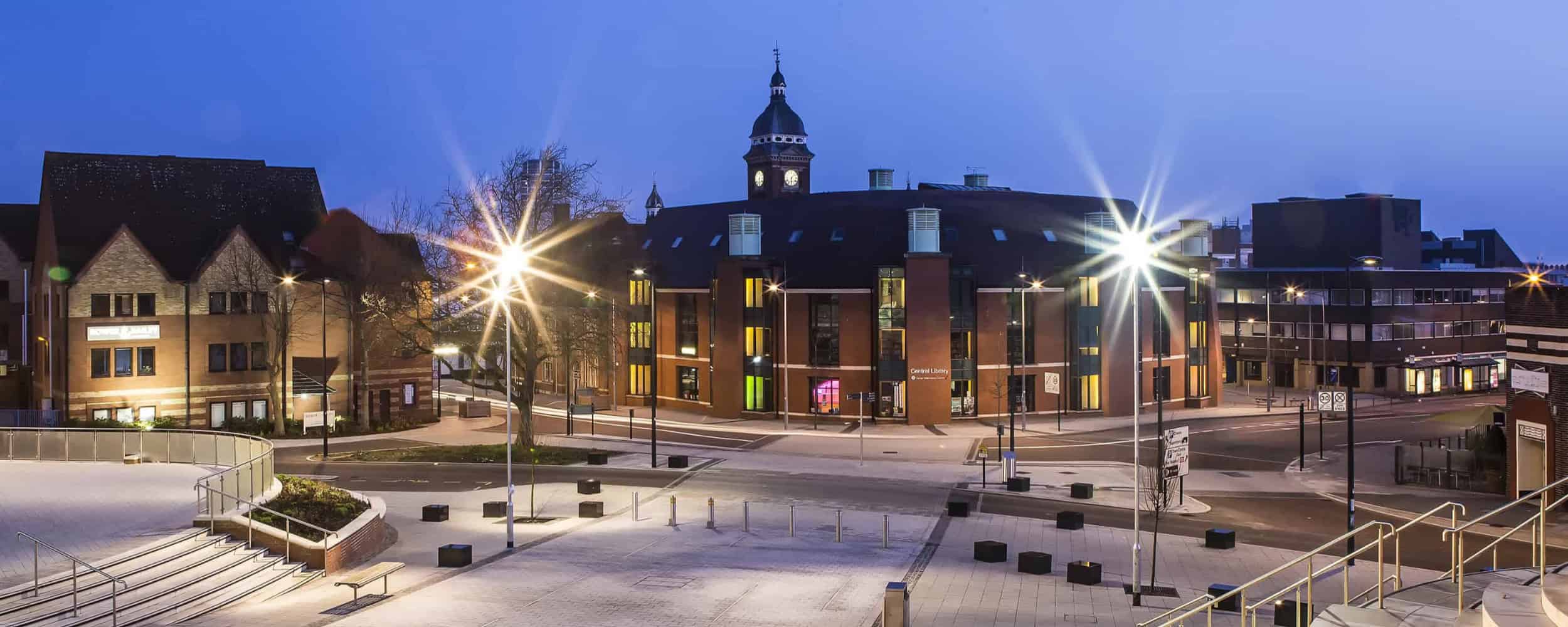 Swindon Library at night